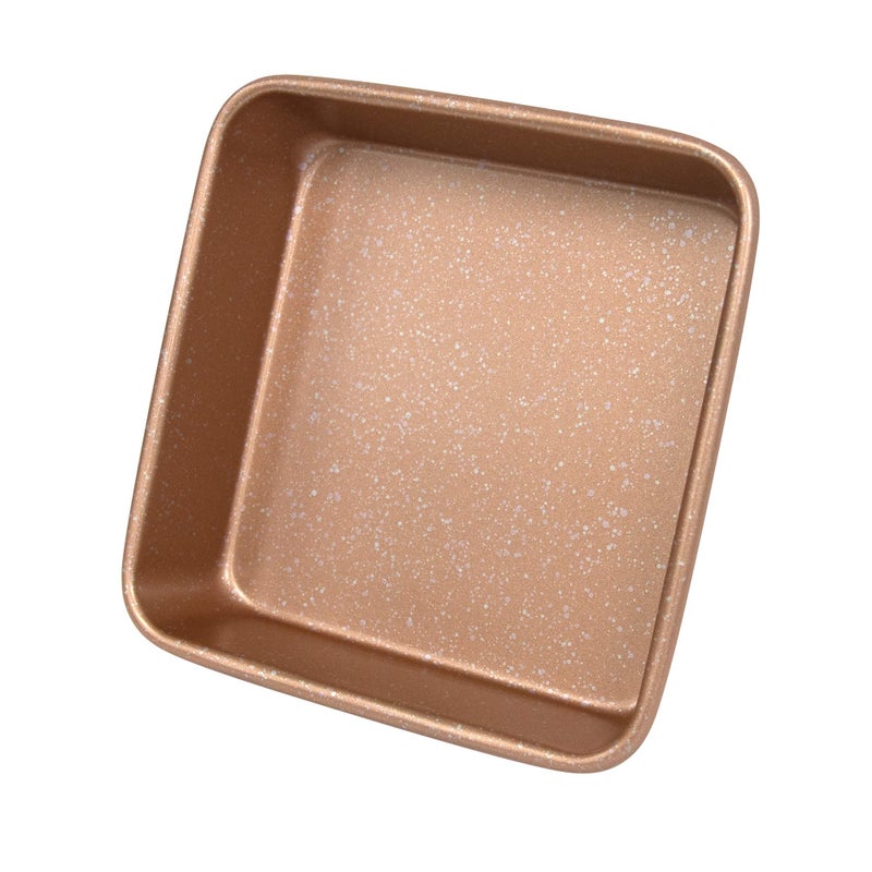 casaWare 7-Inch Toaster Oven Ultimate Series Commercial Weight Ceramic Non-Stick Coating Square Pan (Rose Gold Granite) - Image 3
